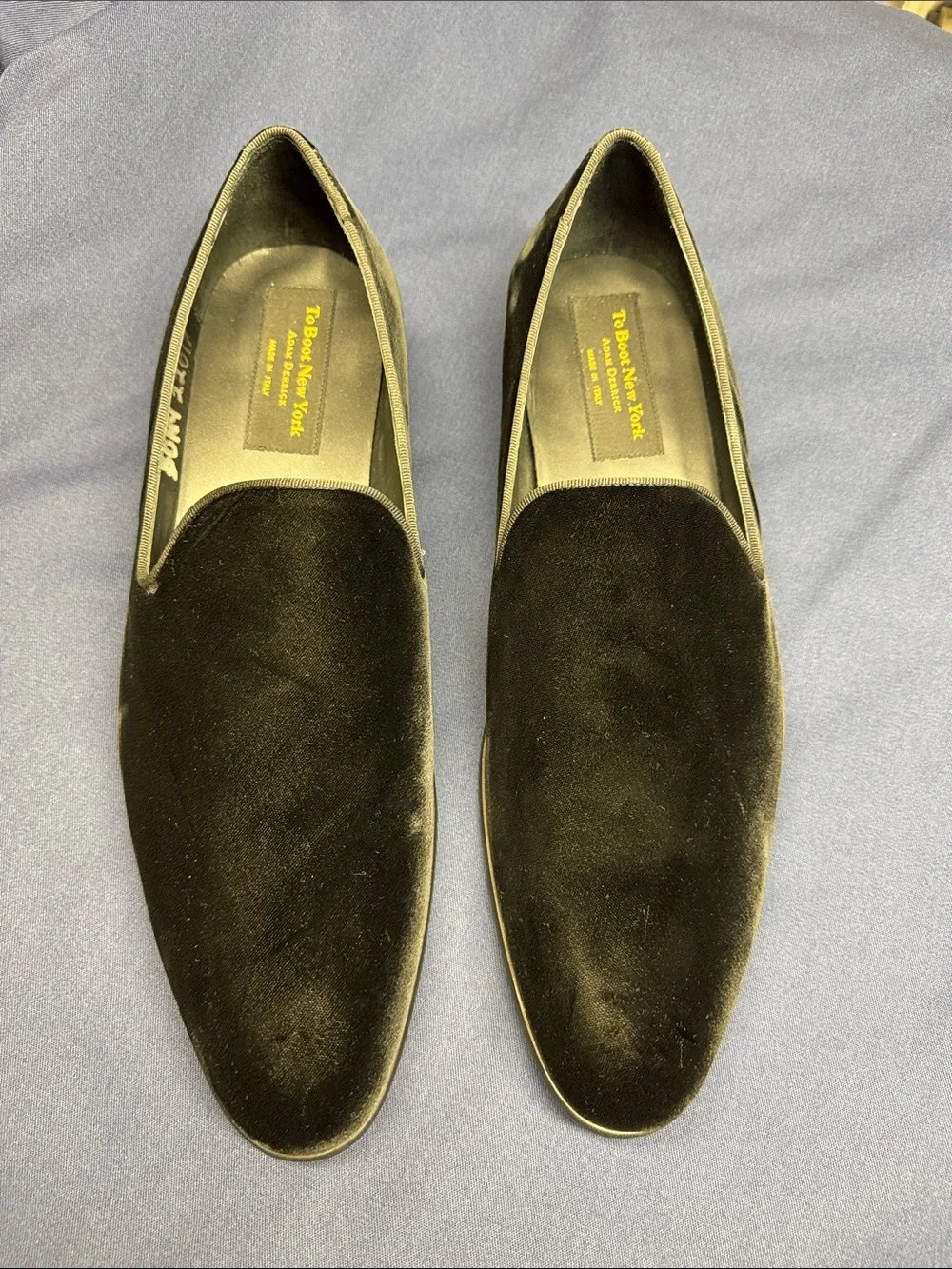 To Boot New York Adam Derrick Velvet Smoking Slippers Black Size 13 - Picture 9 of 10